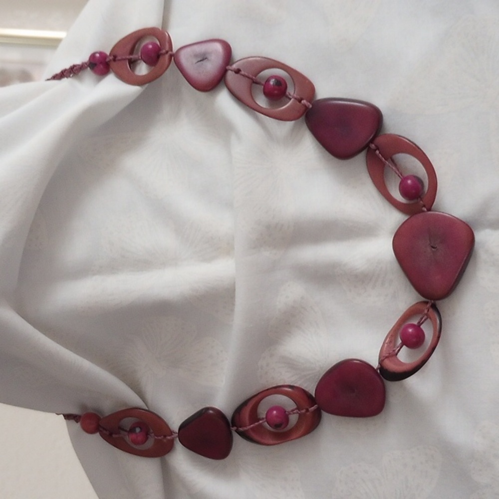NWOT Tagua Purple Necklace.